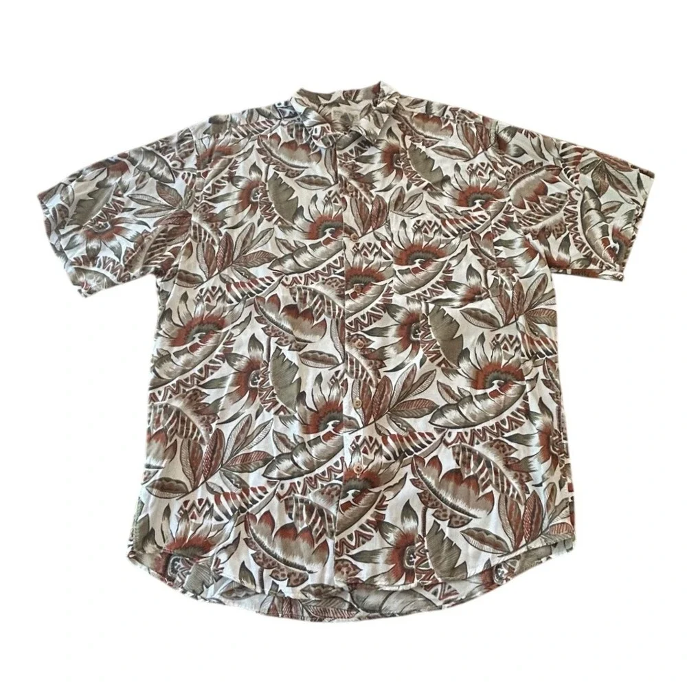 Vintage 90s Banana Republic Safari Shirt Med Tropical Hong Kong Vacation Retro